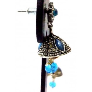 TINY Silver Oxidized Earrings Jhumka Jhumki Jewelry Bollywood Drop Dangle EA192